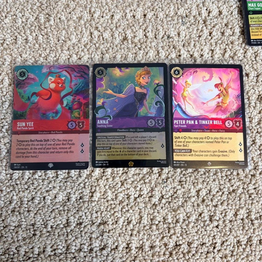 Disney Lorcana Card Lot Legendary Sun Yee Peter Pan Anna Foil Epic Rapunzel Elsa